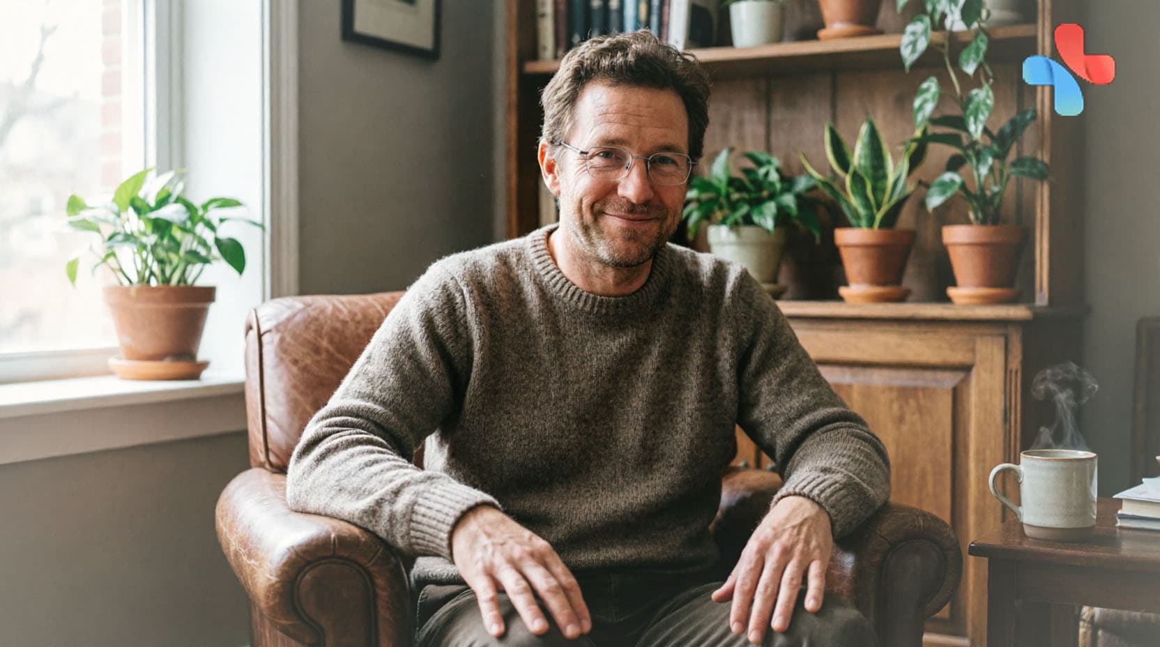 Счастливый мужчина после лечения мании величия